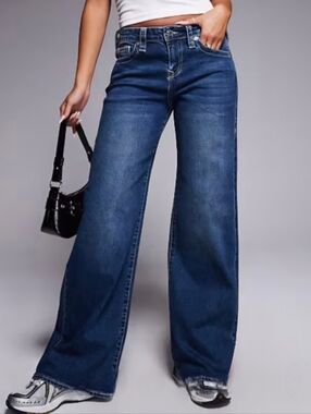 True Religion Bobbi baggy jeans in dark wash blue